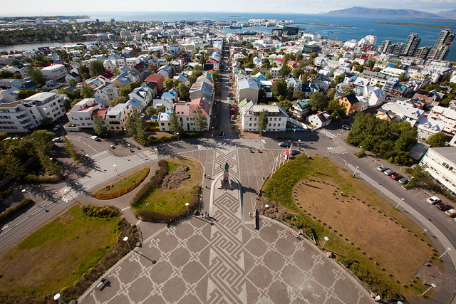 View of the church square from the top of Hallgrimskirkja