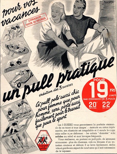 The 1930s- 1939 ad for Les trois suisses sweaters by april-mo
