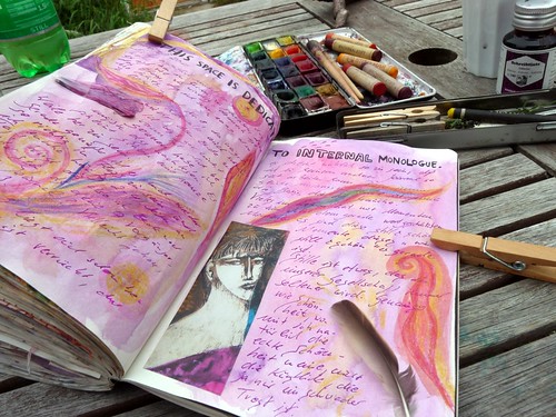 Journaling at the garden table