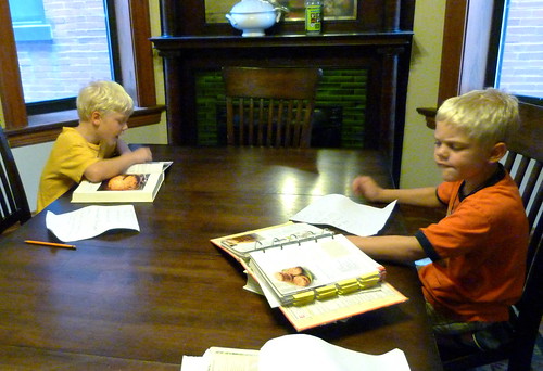 Boys planning their menus