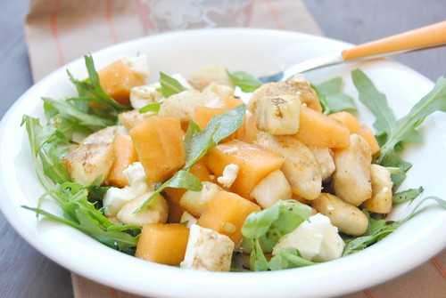 Chicken Salad with Feta Cheese and Melon