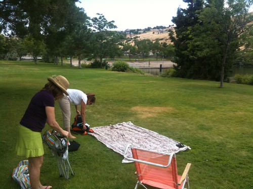 Setting up for a picnic
