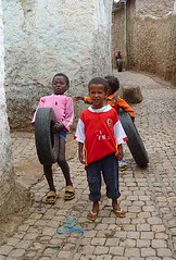 Kids Playing with Tyres, Harar, Eastern Ethiopia