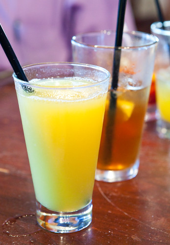 Non-alcoholic drinks: Pineapple juice and lemon iced tea