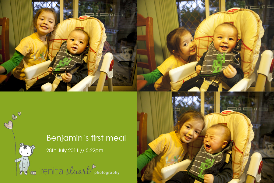 Benjamin's first meal