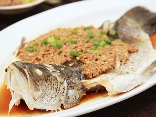 Steamed Sea Bass with Crispy Bean Paste