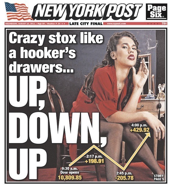 New York Post, Stock Market cover, August 10, 2011