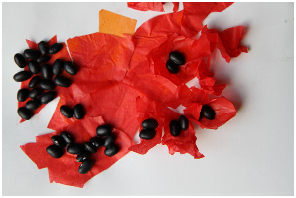Poppy inspired paper tissue collages for kids