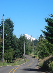 Mount Hood looms over Marmot Road