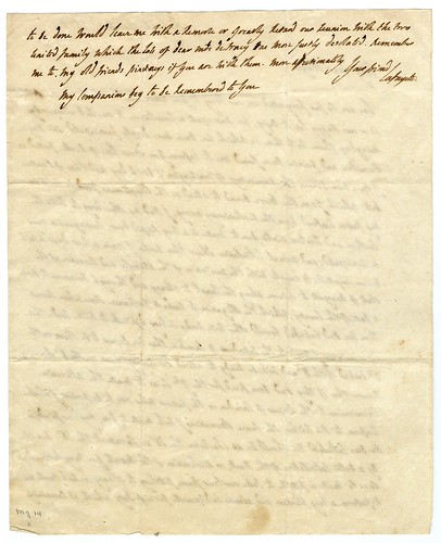 Lafayette letter to Francis Huger  [verso]