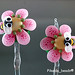 Earring : Pink Blossom Flower Bee
