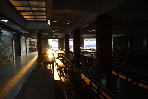 School canteen drenched with golden sunlight 4