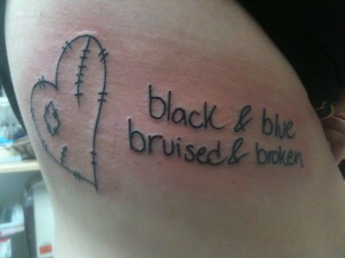 black & blue, bruised & broken