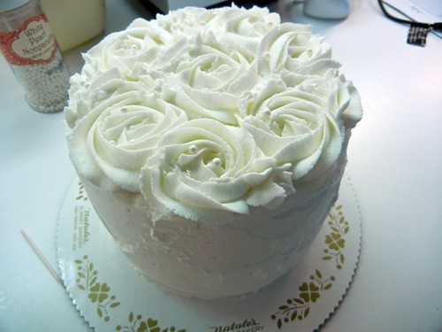 cake with piped roses