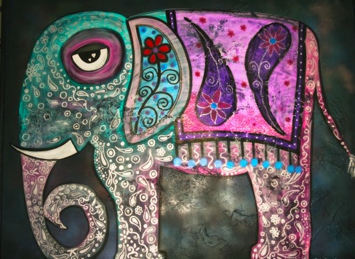 Elephant Canvas 3' x 4' by Rick Cheadle Art and Designs