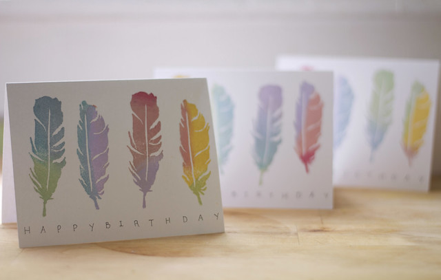feather birthday cards