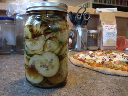 sweet and sour pickles and pizza