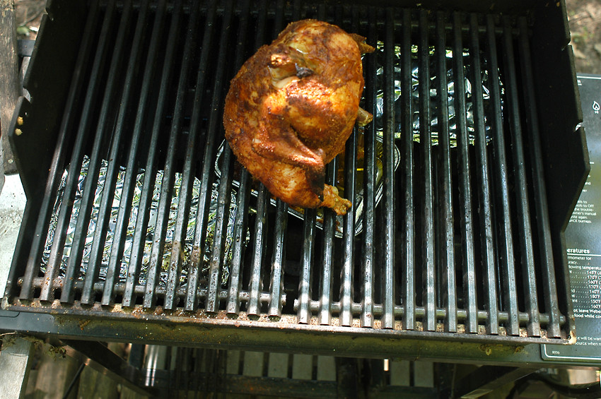 beer can chicken setup