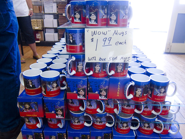 Mugs, in The Sarah Palin Store in Skagway Alaska