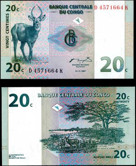 20 Centimes Congo 1997, Pick 83