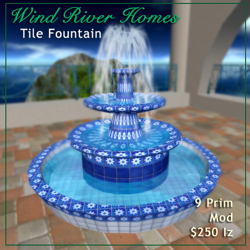 Blue and White Tile Fountain by Teal Freenote