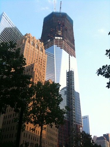 The rising Freedom Tower from the rear