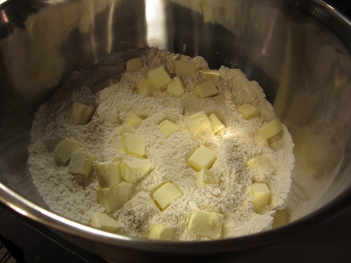 sprinkle the butter over flour mixture