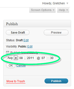 scheduling publish screenshot
