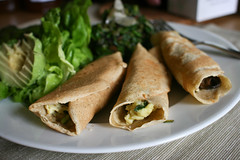 Crepes with Egg, Spinach, Mushroom & Parmesan