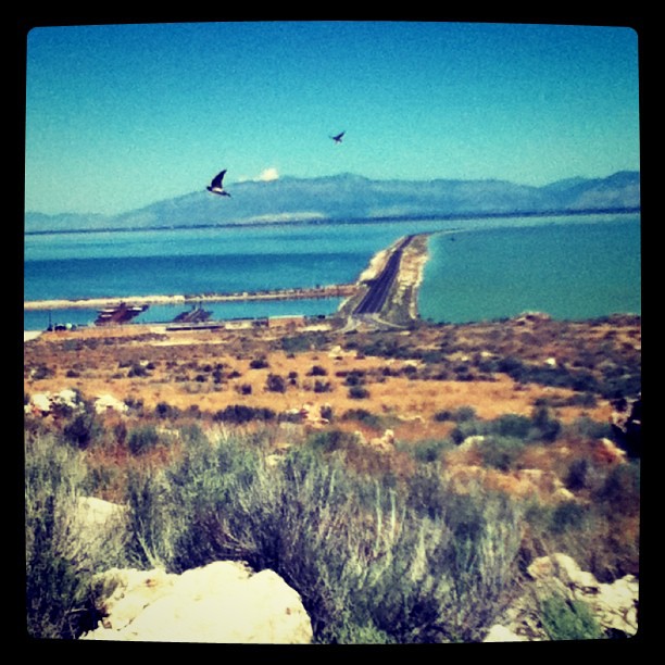 causeway to Antelope Island on the Great Salt Lake, Utah
