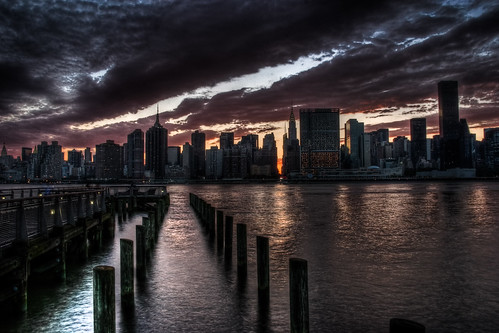 フリー写真素材|建築・建造物|都市・街・村|夕日・夕焼け・日没|川・河川|アメリカ合衆国|ニューヨーク|