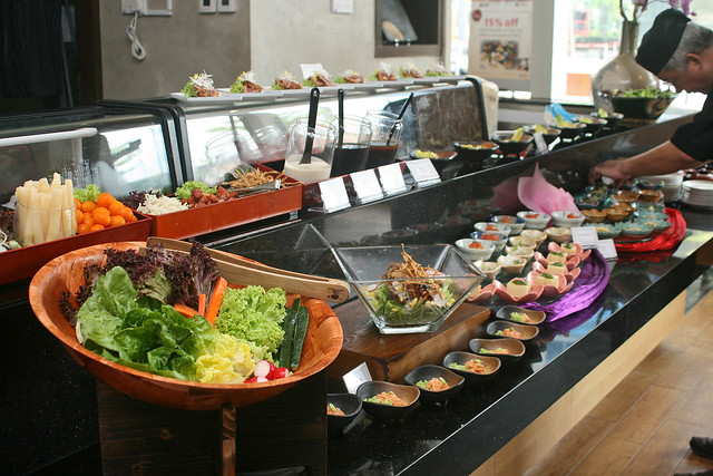 Help yourself to the salad buffet and appetiser section