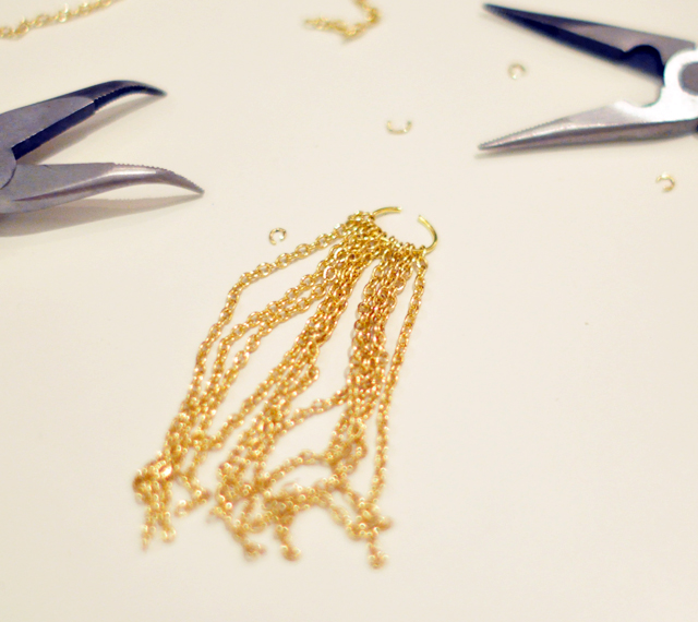 Gilded Gemstone and chain tassel necklace DIY-3