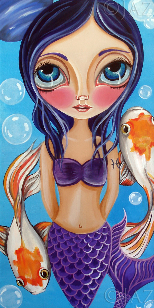 "Pisces (Zodiac Mermaid)" Original Painting