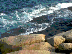 Ocean and Rocks (Posterized Photo) by randubnick