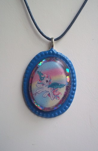 My Little Pony Cameo Pendant Blue Necklace by Dulcebella