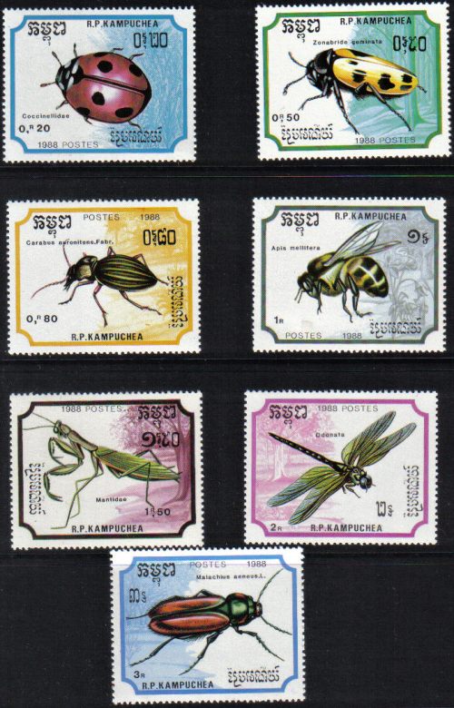 Známky Kambodža 1988, séria chrobáky