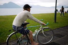 Cycling around Lake Toya, Hokkaido, Japan