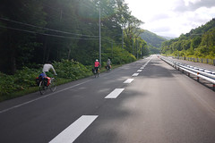 Cycling up Nakayama Pass, Hokkaido, Japan