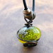 Hand crafted yellow lampwork, copper wire wrap
