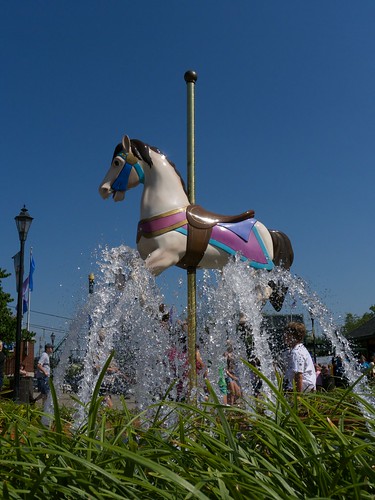 Carousel horse at the entrance.