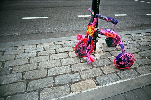 Yarnbombed bike in Greenwich Village