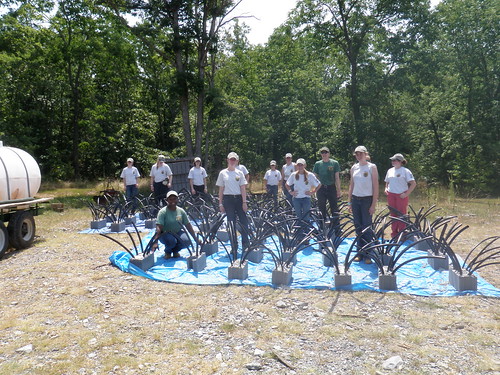 The Smith Mountain Lake crew pose with the fish habitat structures they built