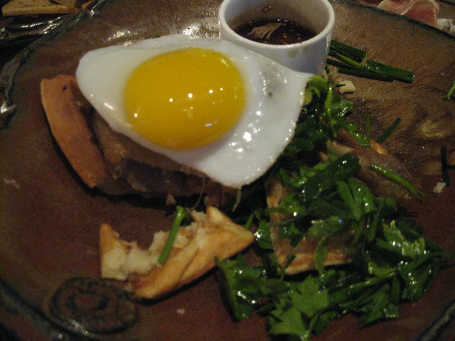 duck confit, waffle and duck egg