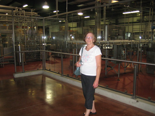 Mom at New Glarus brewery, interior