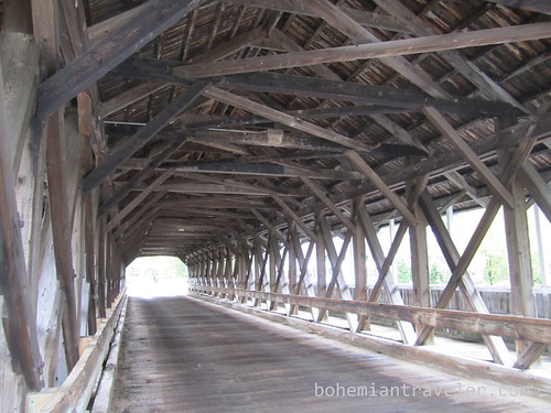 inside stark covered bridge