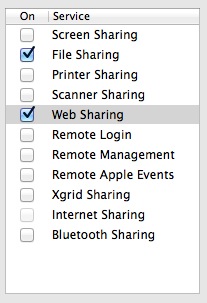 Web Sharing setting