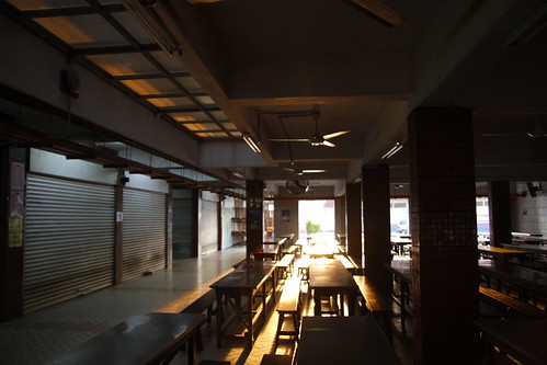 School canteen drenched with golden sunlight 2