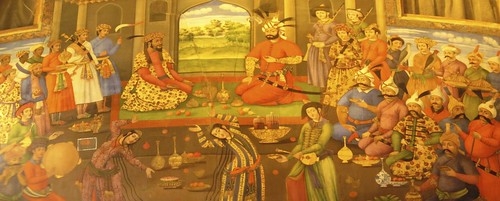 King Shah Abbas welcomes King Nader Khan of Turkestan.