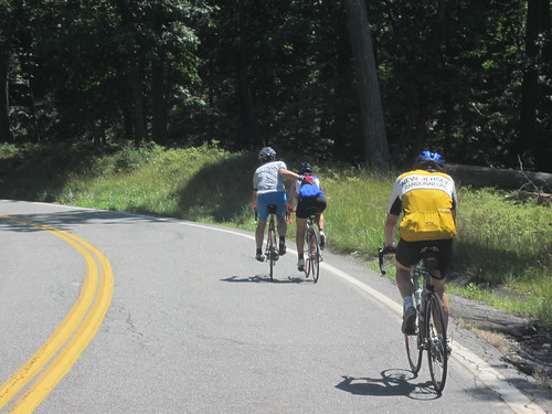 This rider was in pretty bad shape, her partner was helping her get up the hills of Harriman